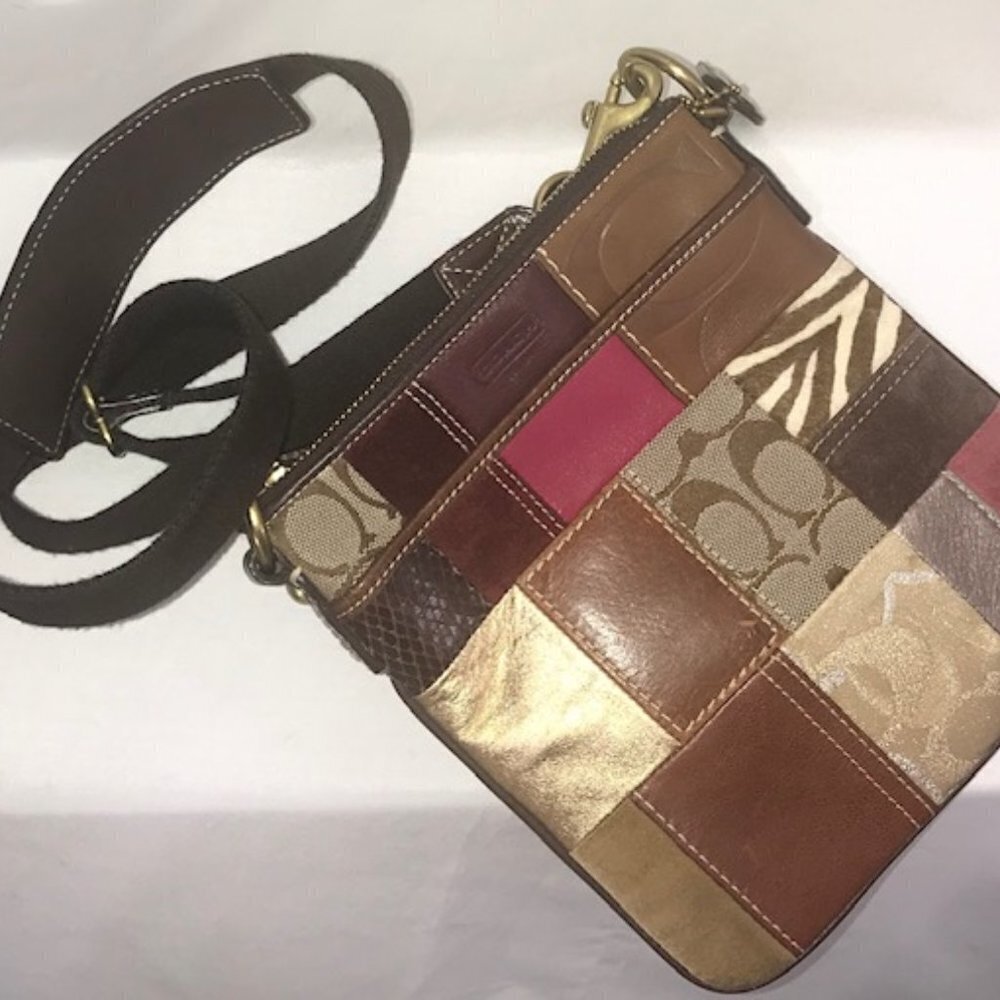 Coach Crossbody Holiday Parchwork Bag. GUC
